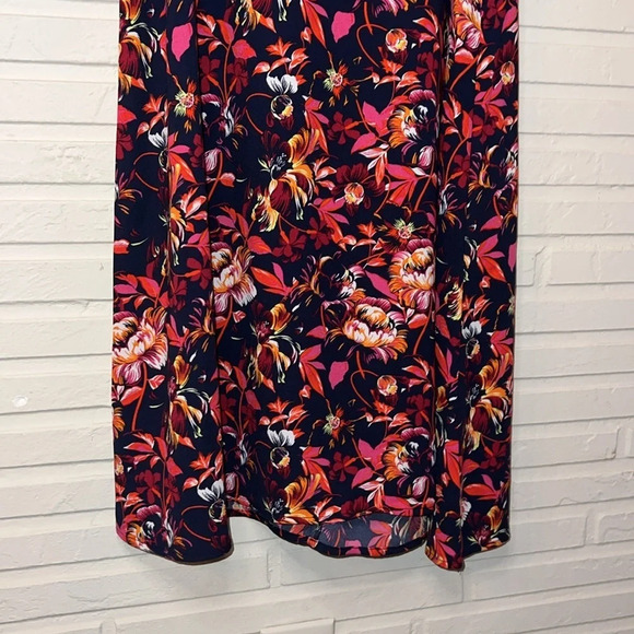 Halogen Navy Blue and Floral A-Line Dress, Women’s Size Medium - Picture 3 of 8